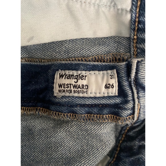 Wrangler Westward High Rise Bootcut Jeans Blue Two Tone Color Block 31x30 - Picture 10 of 16